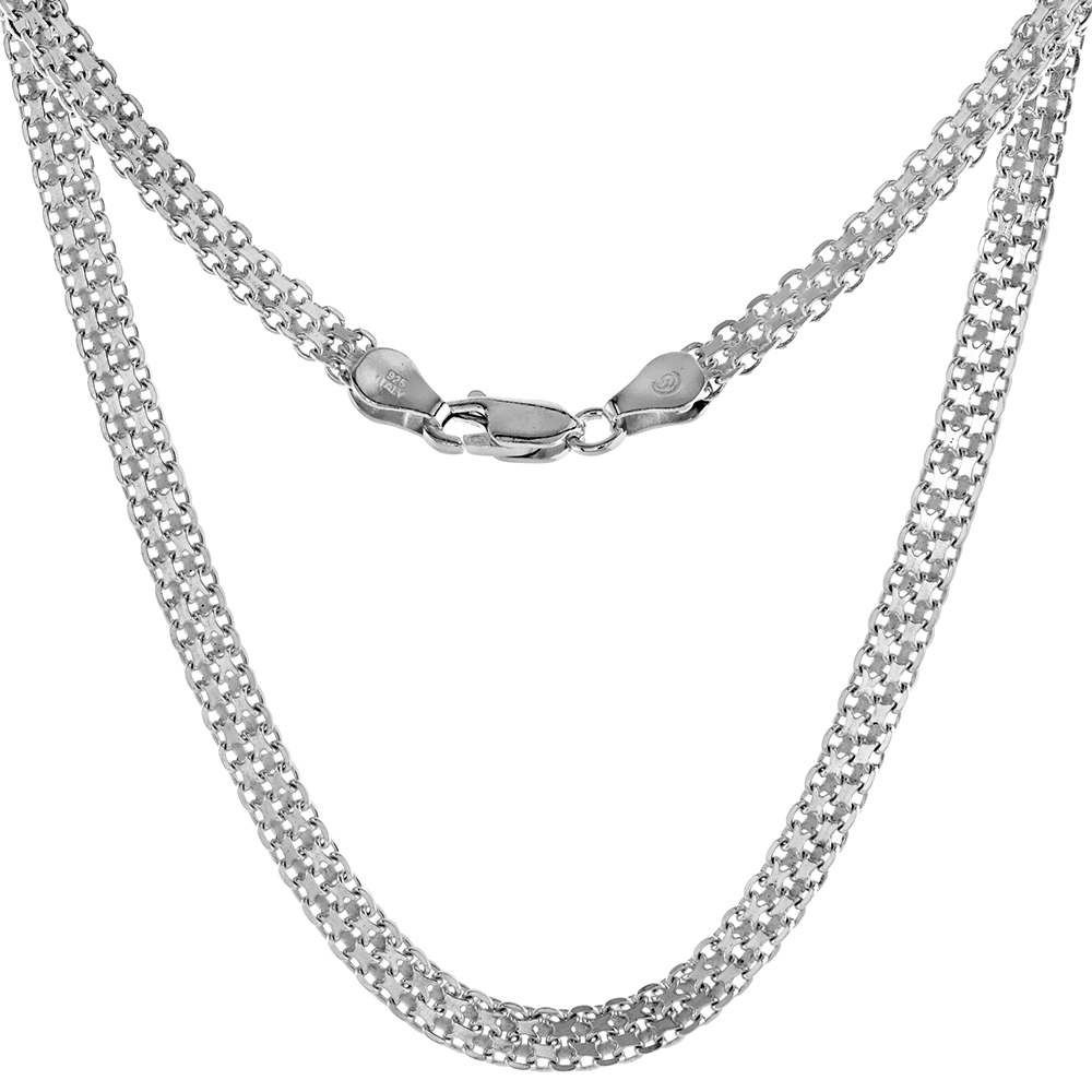 STERLING SILVER 4.1 MM ITALIAN BISMARK CHAIN
