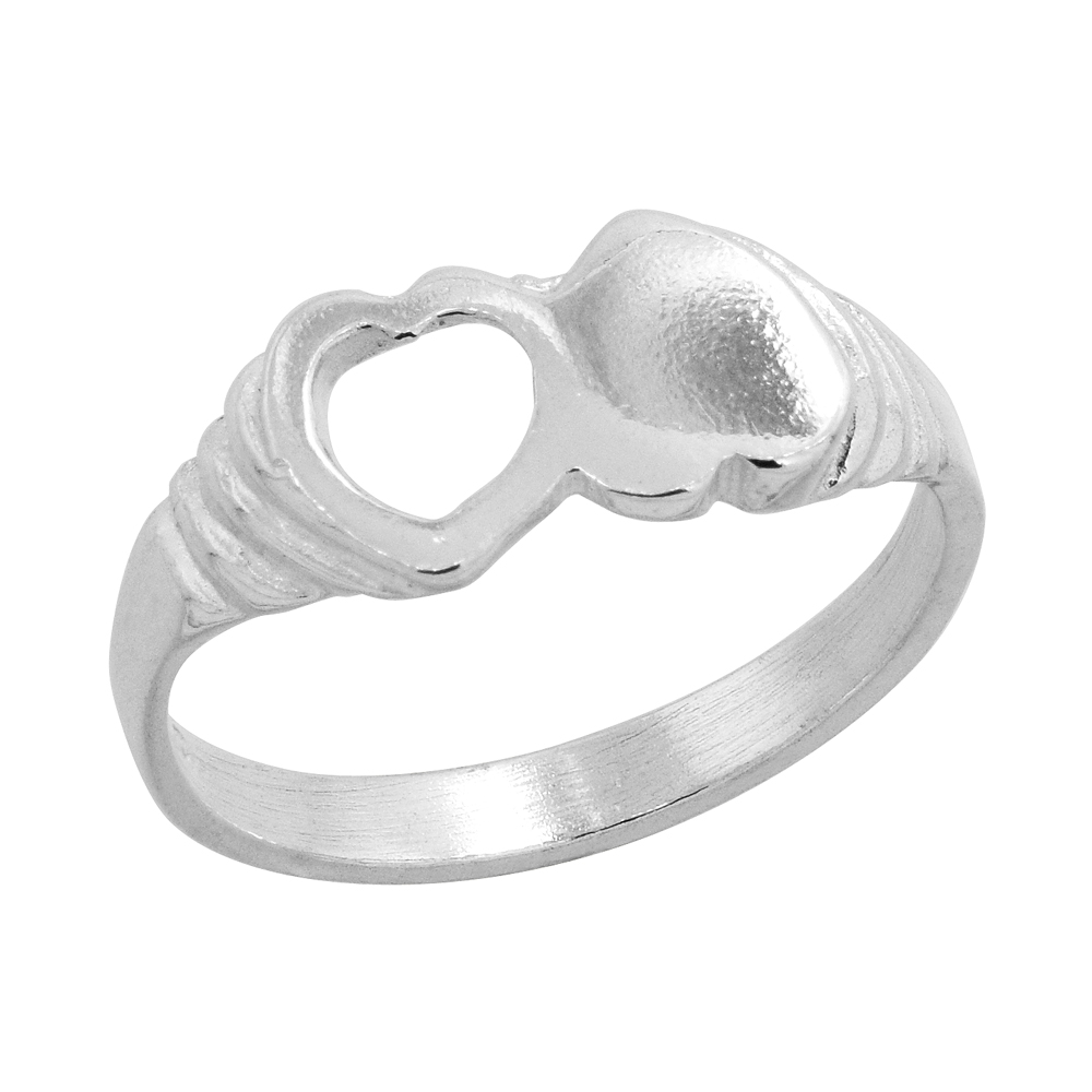 Sterling Silver Double Heart Baby Ring / Kid's Ring / Toe Ring (Available in Size 1 to 5)