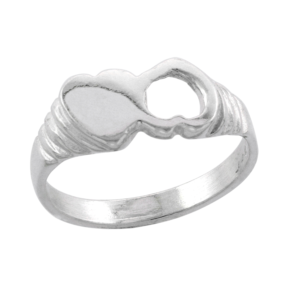Sterling Silver Tiny Double Heart Toe Ring for Women Pinky Midi Knuckle Available in Size 1 to 5