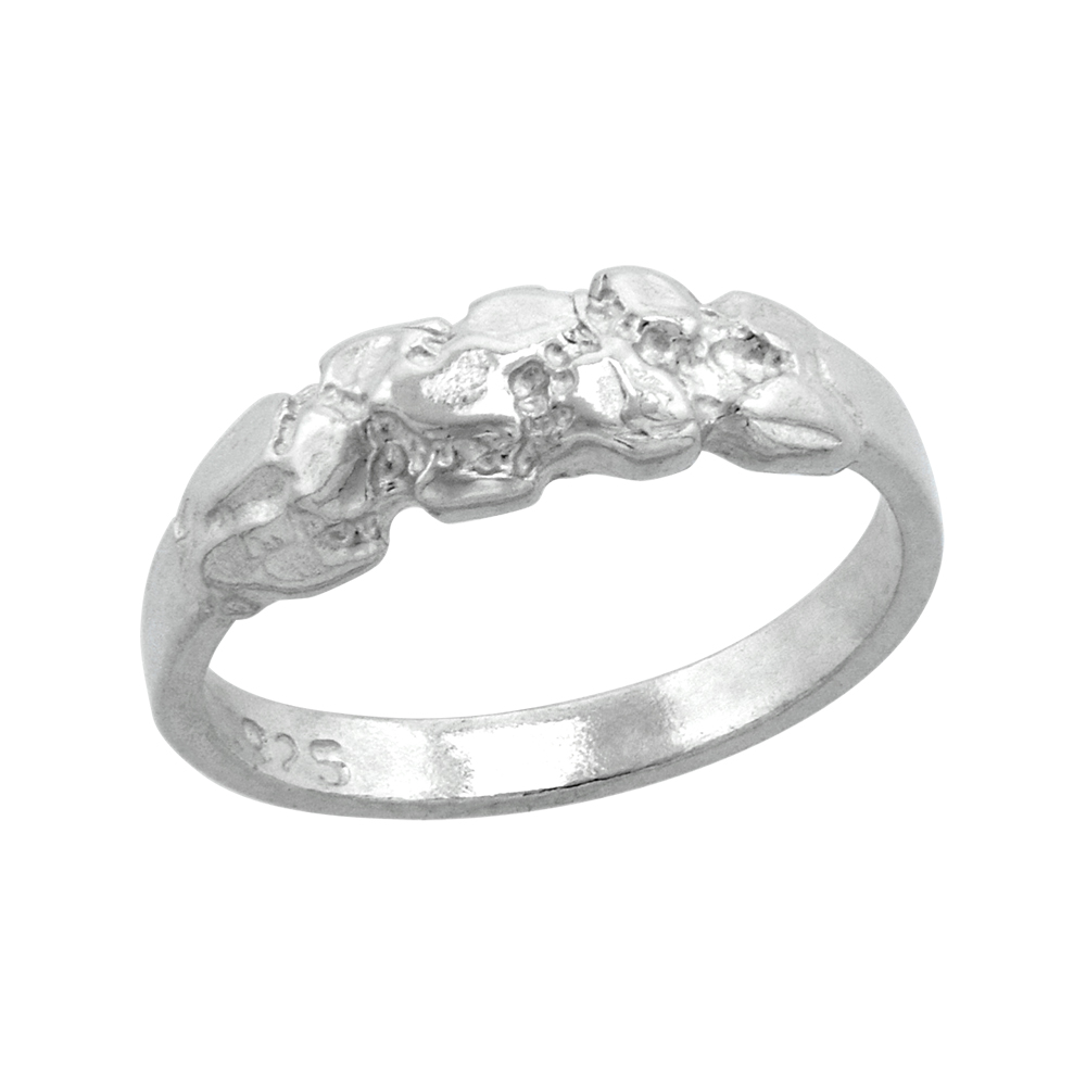 Sterling Silver Tiny Nugget Toe Ring for Women Pinky Midi Knuckle Available in Size 1 to 5