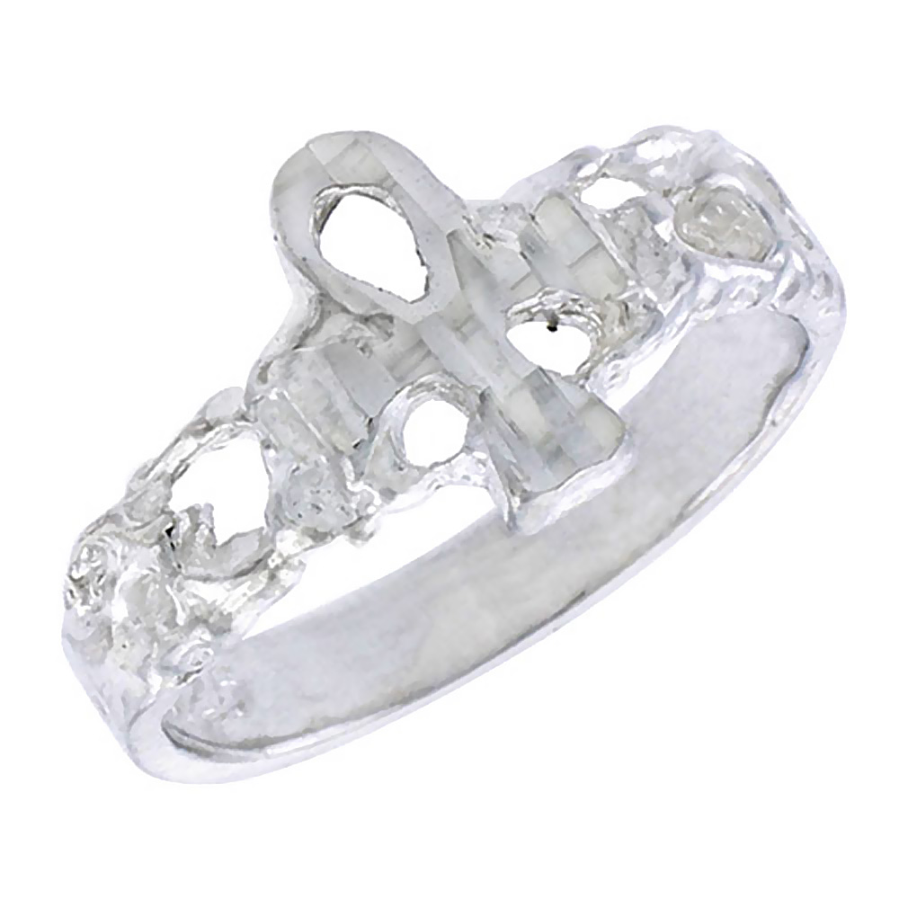 Sterling Silver Ankh Cross Baby Ring / Kid's Ring / Toe Ring (Available in Size 1 to 5)