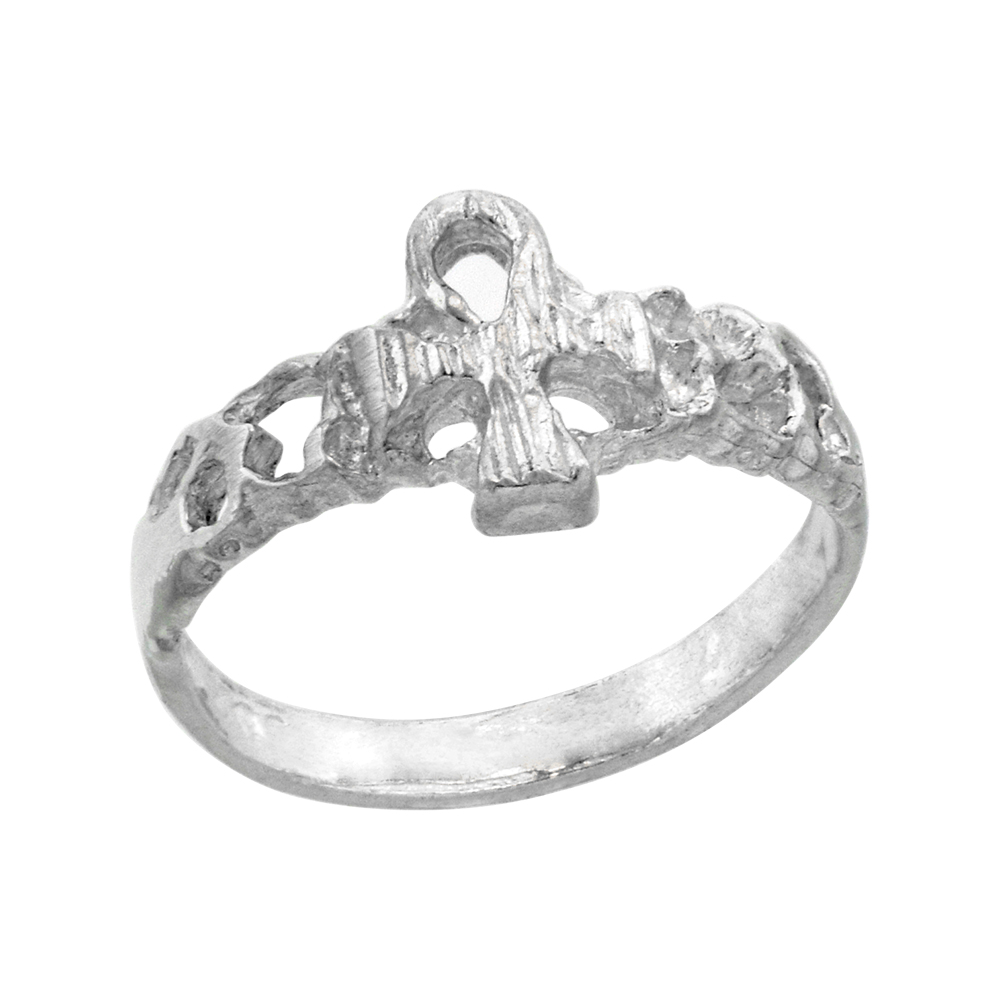 Sterling Silver Tiny Ankh Toe Ring for Women Pinky Midi Knuckle Available in Size 1 to 5