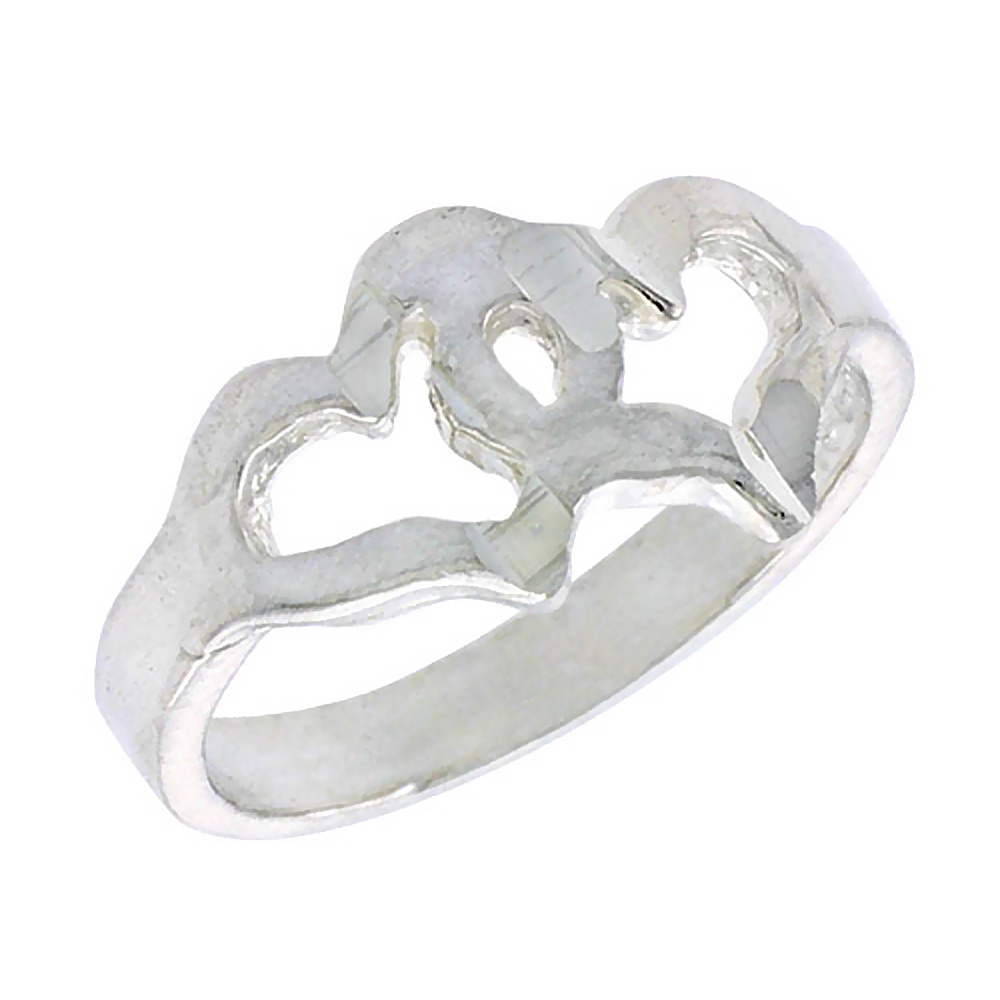 Sterling Silver Double Cut Out Heart Baby Ring / Kid's Ring / Toe Ring (Available in Size 1 to 5)
