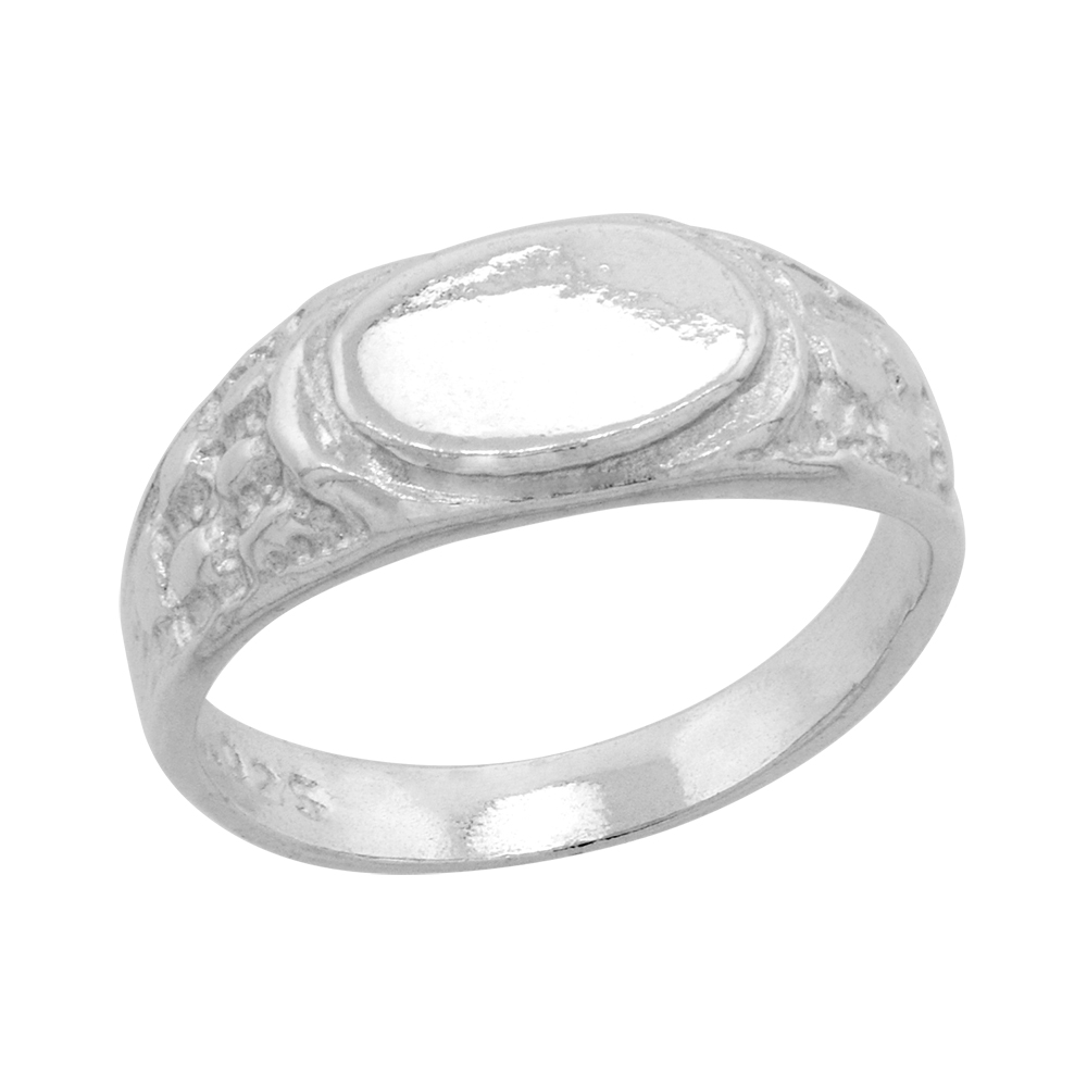 Sterling Silver Dainty Oval Signet Toe Ring for Women Pinky Midi Knuckle Available in Size 1 to 5