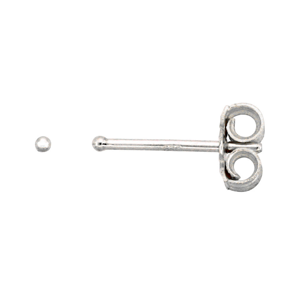 Sterling Silver Very Tiny 1mm Ball Stud Earrings / Nose Studs for Women & Teens 1/32 inch