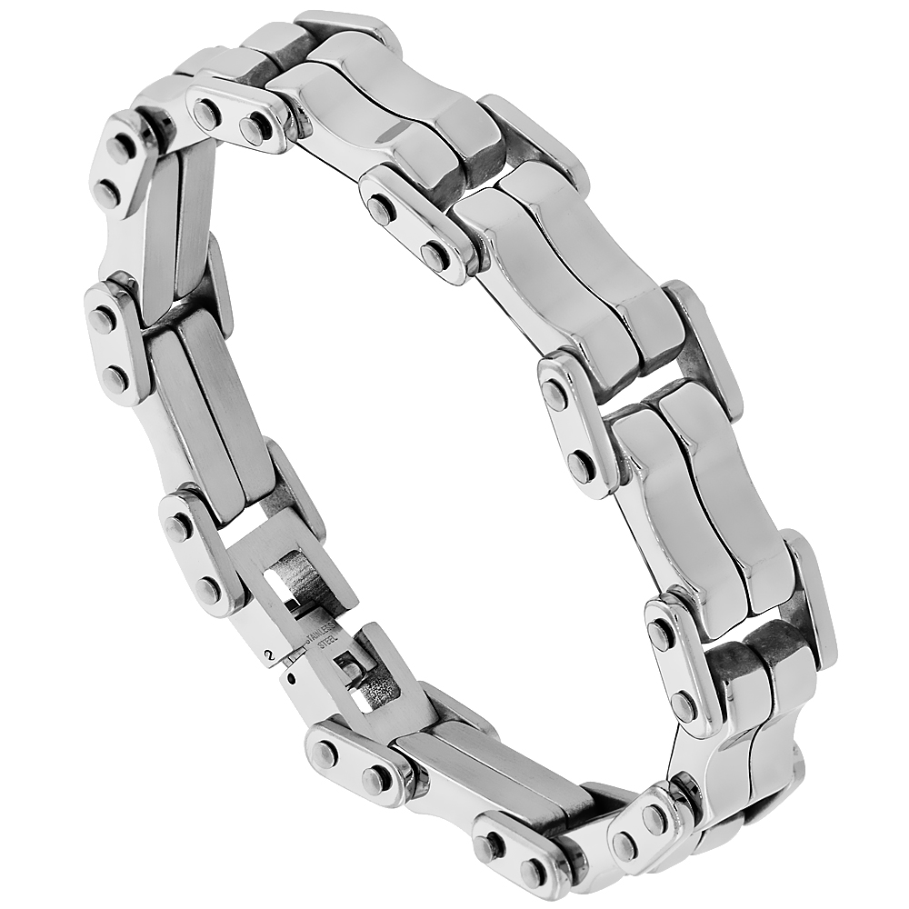 Stainless Steel 2-Row Bar Bracelet 9/16 inch wide, 8.5 inches long