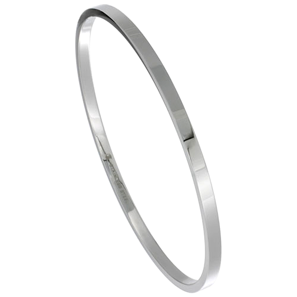 Stainless Steel Slip on Bangle Bracelet Stackable Seamless 1/8 inch wide, sizes 7 - 8 