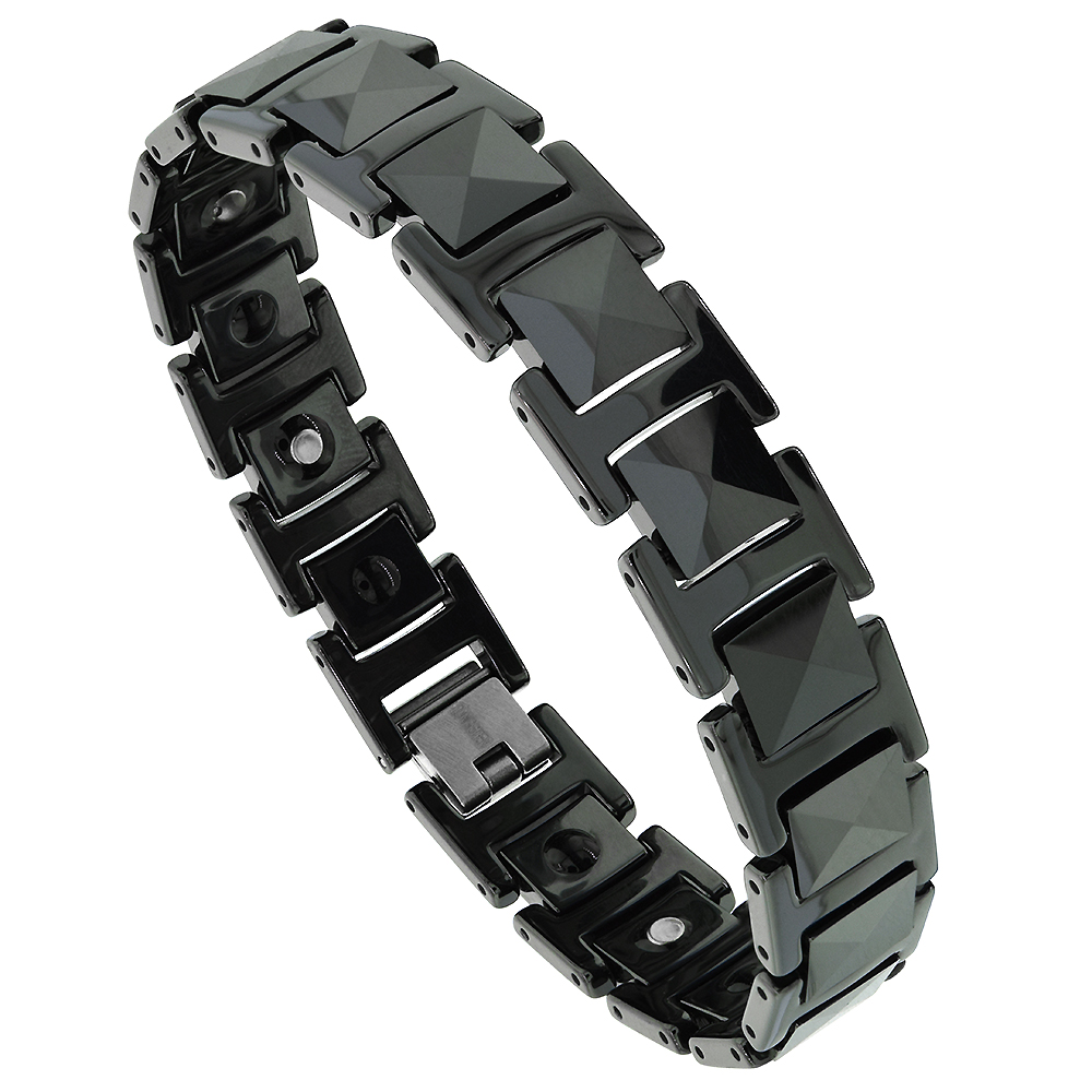 Tungsten Carbide Black Bracelet Magnetic Therapy, colors, 1/2 inch wide, 
