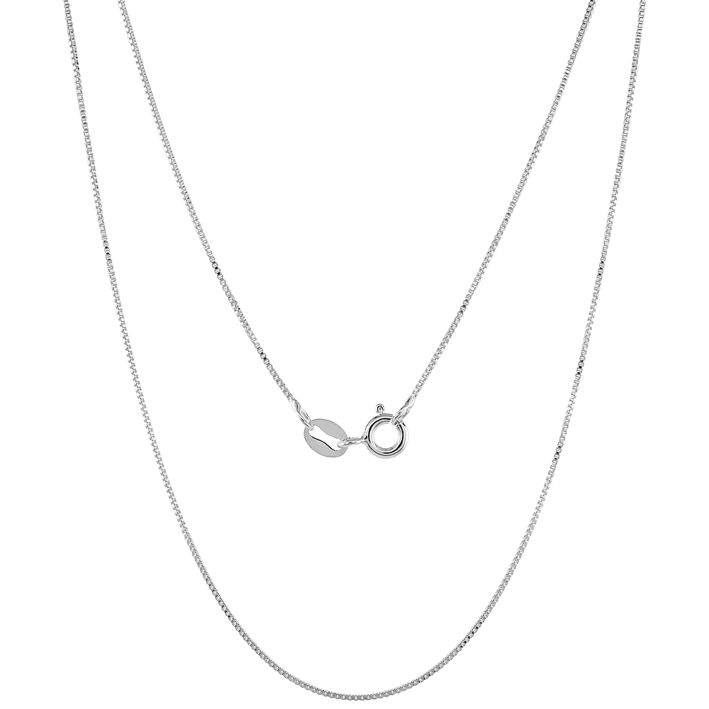 VERY FINE STERLING SILVER 0.7MM BOX CHAIN NECKLACE NICKEL FREE ITALY SIZES 16 - 18 INCH