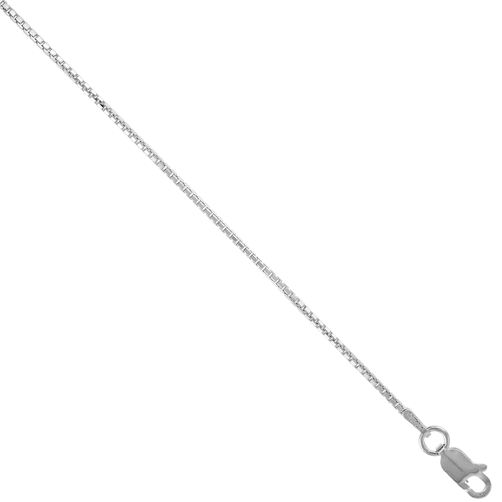 STERLING SILVER BOX CHAIN NECKLACE 1.25MM OCTAGON CUT NICKEL FREE ITALY, 24 INCH