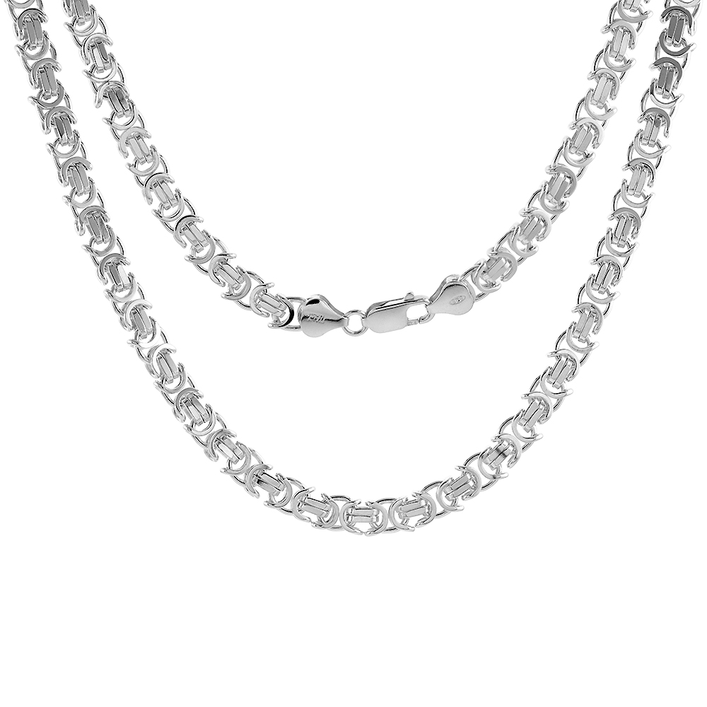 STERLING SILVER 7MM FLAT BYZANTINE CHAIN NECKLACES & BRACELETS 7MM SIZES 7 - 30 INCH