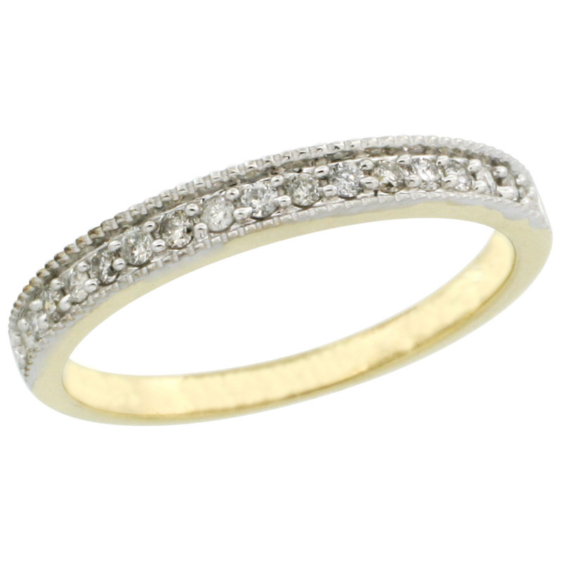 10k Gold Ladies&#039; 3mm Diamond Wedding Ring Band w/ 0.168 Carat Brilliant Cut Diamonds