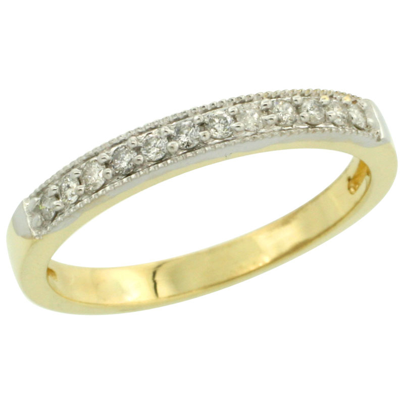 10k Gold 2.5mm Diamond Wedding Ring Band w/ 0.176 Carat Brilliant Cut Diamonds