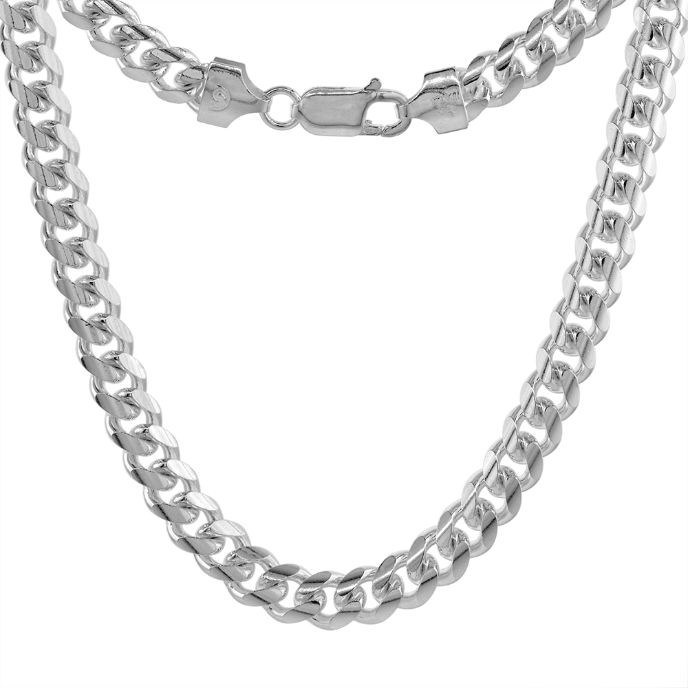 STERLING SILVER 6MM MIAMI CUBAN LINK CHAIN NECKLACES AND BRACELETS DOMED SURFACE NICKEL FREE ITALY