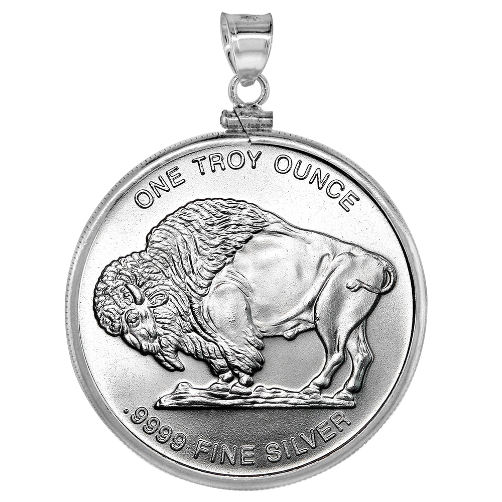 STERLING SILVER 1 OZ. SILVER ROUND & CASINO CHIP MEXICAN CIEN PESO BEZEL 39 MM SCREW TOP COIN EDGE COIN NOT INCLUDED