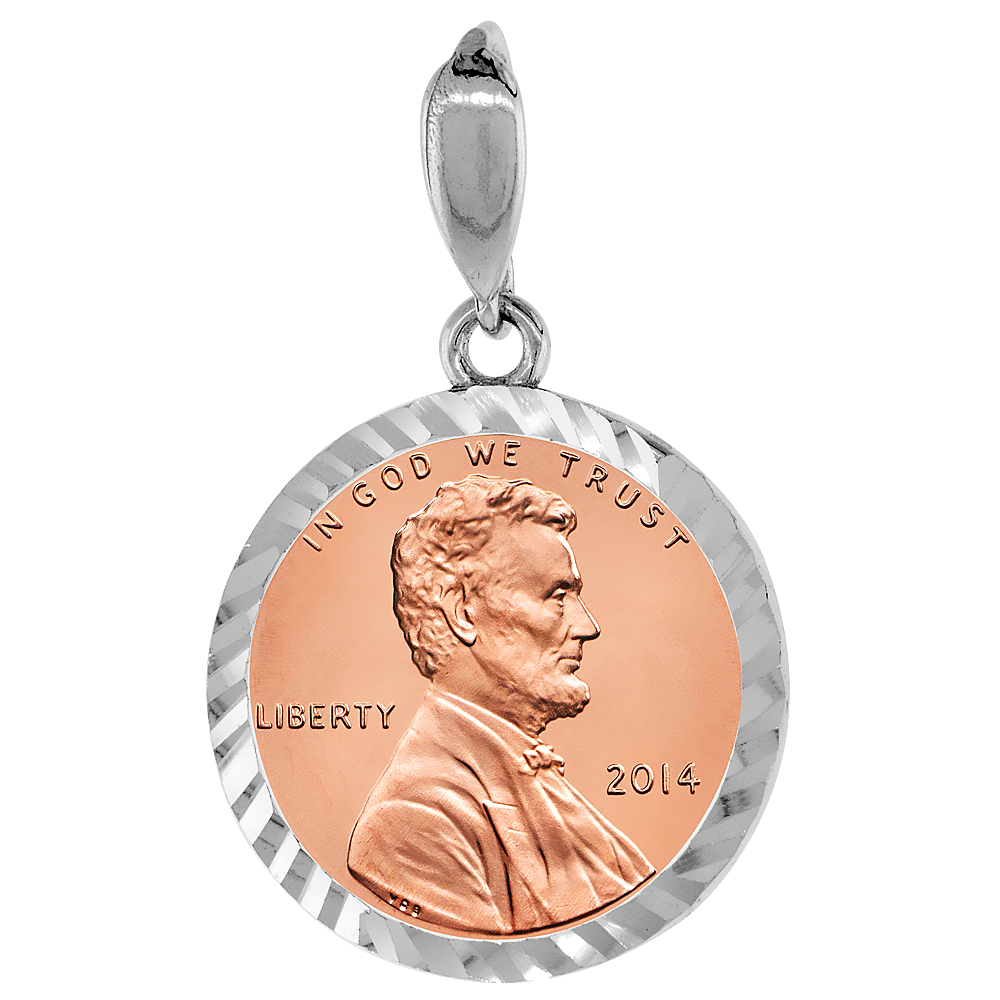 STERLING SILVER PENNY BEZEL 19 MM COINS PRONG BACK DIAMOND CUT 1 CENT COIN NOT INCLUDED