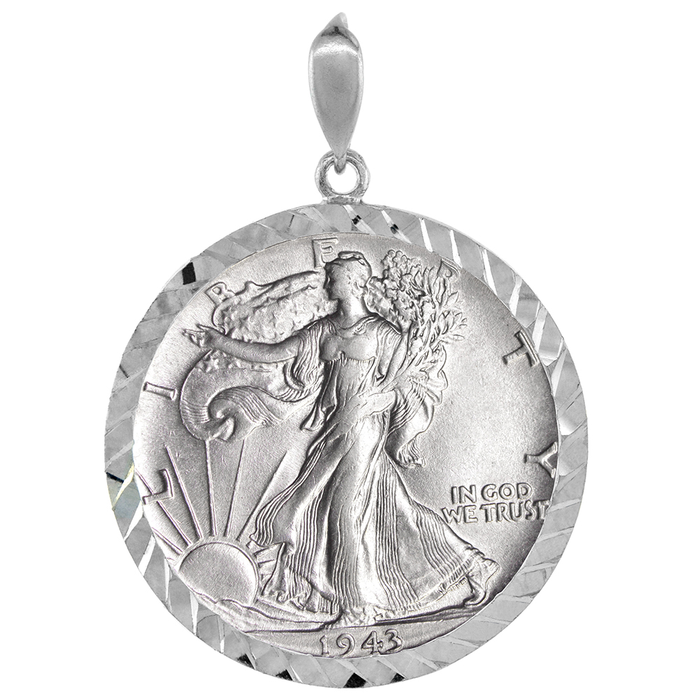 STERLING SILVER DIAMOND CUT HALF DOLLAR BEZEL 30 MM COINS PRONG BACK 50 CENT COIN NOT INCLUDED