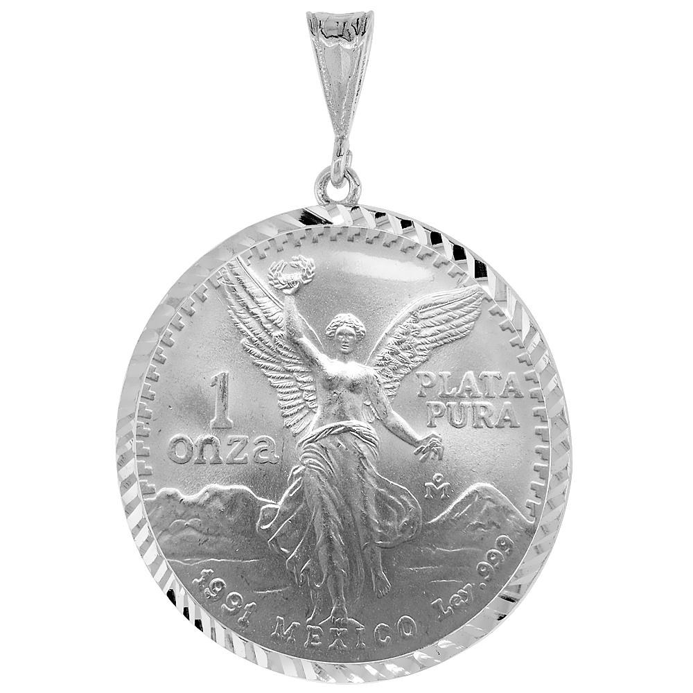 STERLING SILVER 1 ONZA PLATA LIBERTAD BEZEL 36 MM COINS PRONG BACK DIAMOND CUT COIN NOT INCLUDED