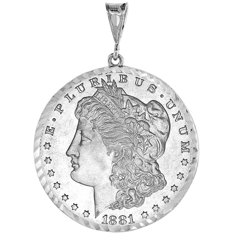 Sterling Silver Dollar Bezel 38 mm Coins Prong Back Diamond Cut Mexican Olympic One Dollar Coin NOT Included