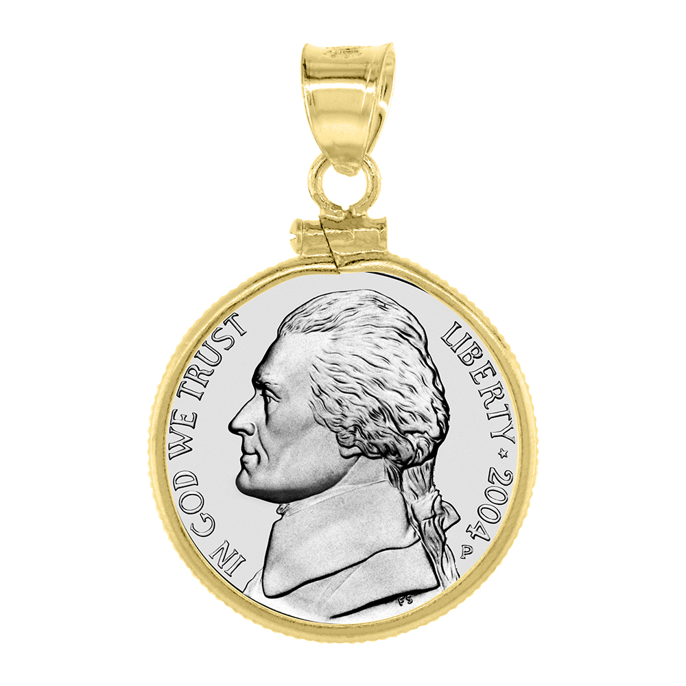 14K GOLD FILLED NICKEL BEZEL SCREW TOP 21 MM COIN EDGE 5 CENT COIN NOT INCLUDED