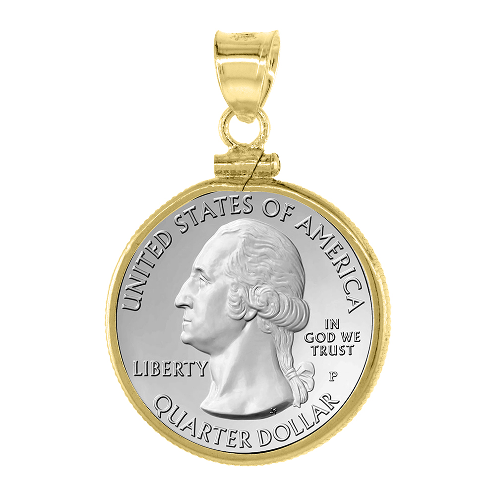 14K GOLD FILLED QUARTER DOLLAR BEZEL SCREW TOP 24 MM COIN EDGE 25 CENT COIN NOT INCLUDED