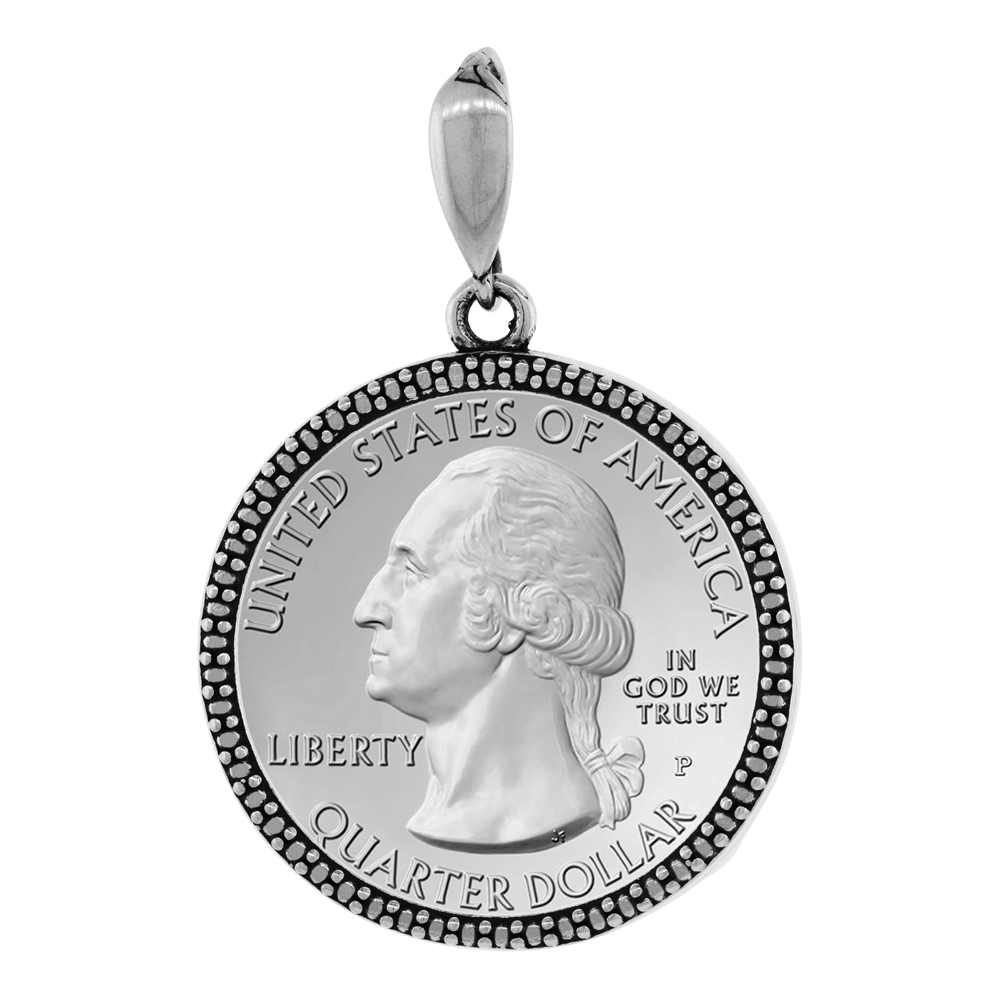 STERLING SILVER QUARTER DOLLAR BEZEL 24 MM COINS PRONG BACK ILLUSION EDGE 25 CENT COIN NOT INCLUDED