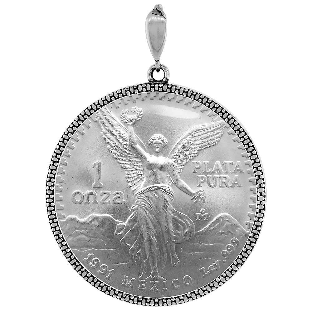 STERLING SILVER 1 ONZA PLATA LIBERTAD BEZEL 36 MM COINS PRONG BACK ILLUSION EDGE COIN NOT INCLUDED