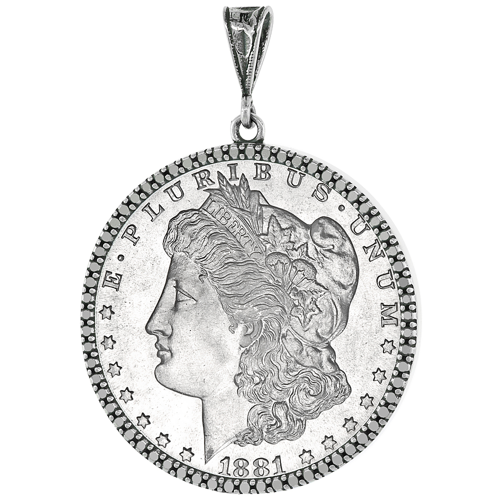 Sterling Silver Dollar Bezel 38 mm Coins Prong Back Illusion Edge Mexican Olympic One Dollar Coin NOT Included
