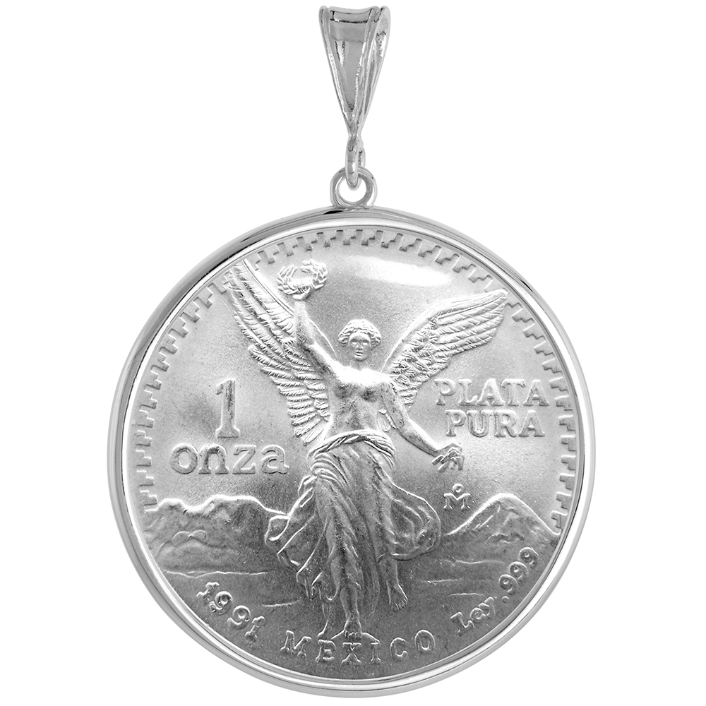 STERLING SILVER 1 ONZA PLATA LIBERTAD BEZEL 36 MM COINS PRONG BACK ROUND EDGE COIN NOT INCLUDED