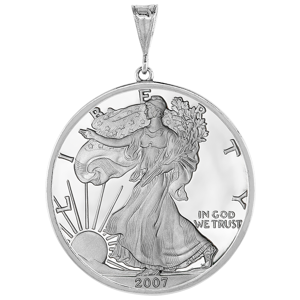 Sterling Silver Silver Eagle Bezel 41 mm Coins Prong Back Square Edge 1 oz Coin NOT Included