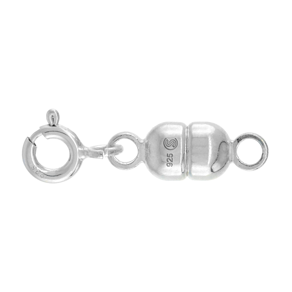 STERLING SILVER 5 MM MAGNETIC CLASP CONVERTER FOR NECKLACES ITALY, MEDIUM SIZE