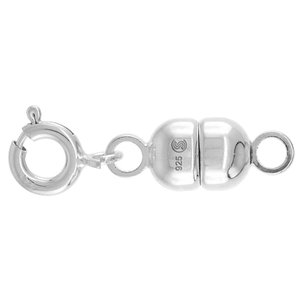 Sterling Silver 6 mm Magnetic Clasp Converter for Necklaces Italy, Large size