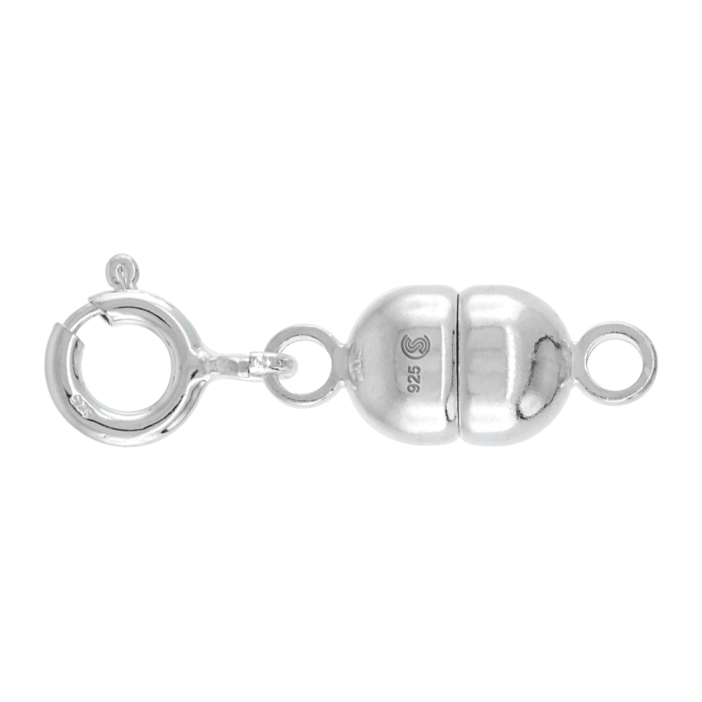 STERLING SILVER 7 MM MAGNETIC CLASP CONVERTER FOR NECKLACES ITALY, LARGE SIZE