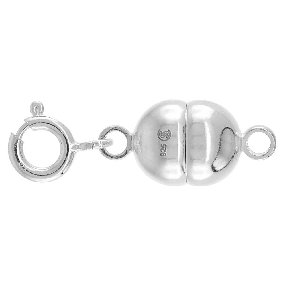 STERLING SILVER 9 MM MAGNETIC CLASP CONVERTER FOR NECKLACES & BRACELETS ITALY, EXTRA LARGE