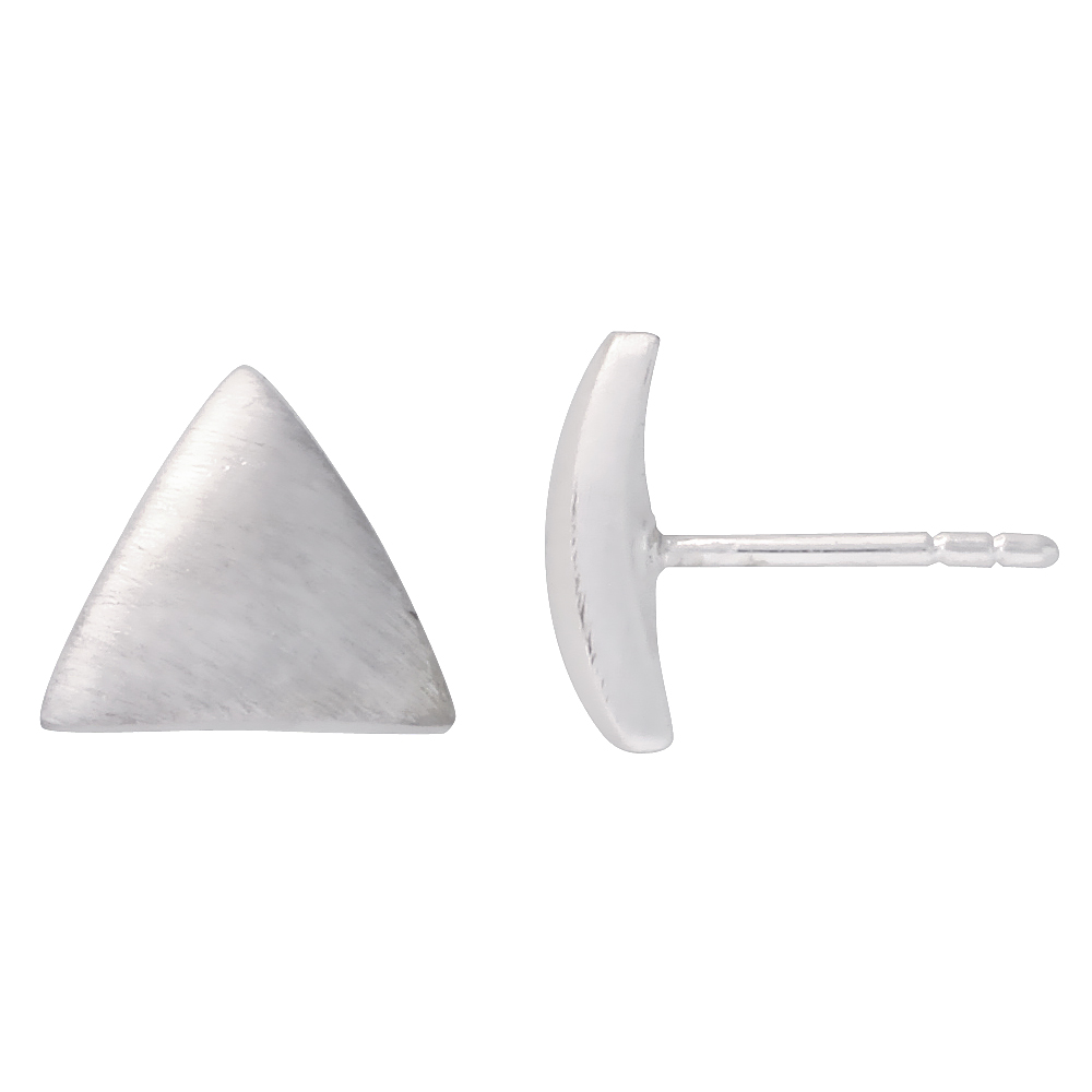 STERLING SILVER 3/8 INCH TALL TRIANGLE-SHAPED STUD EARRINGS