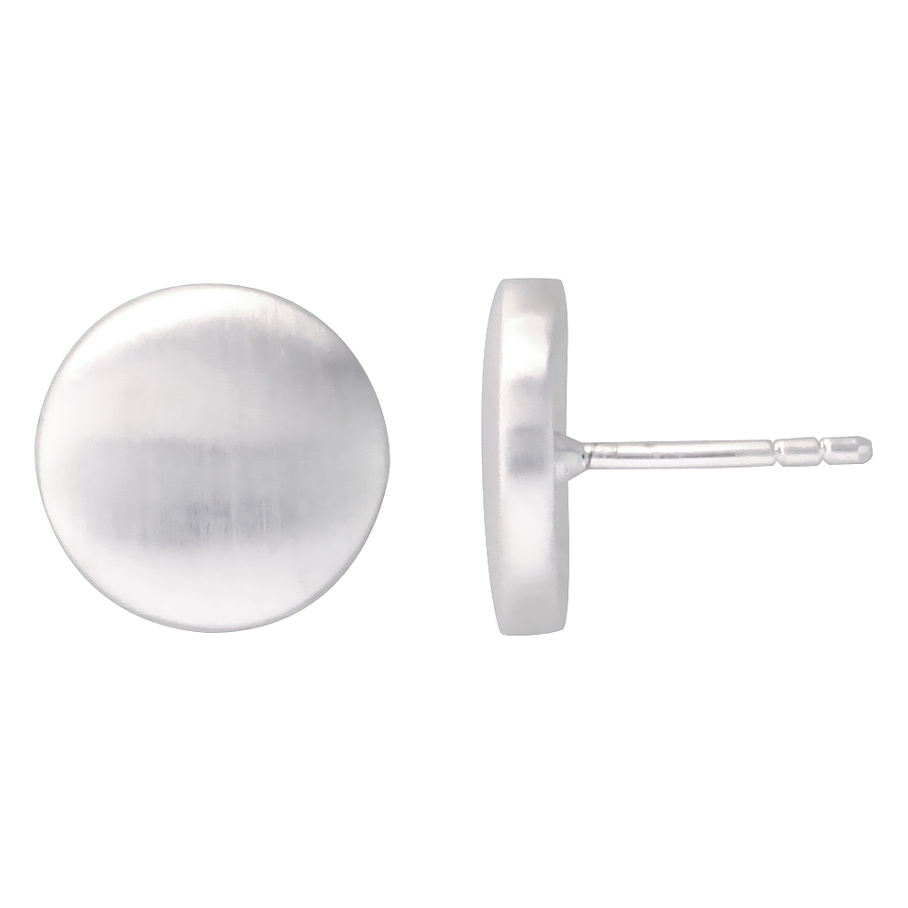 STERLING SILVER 7/16 INCH TALL ROUND STUD EARRINGS