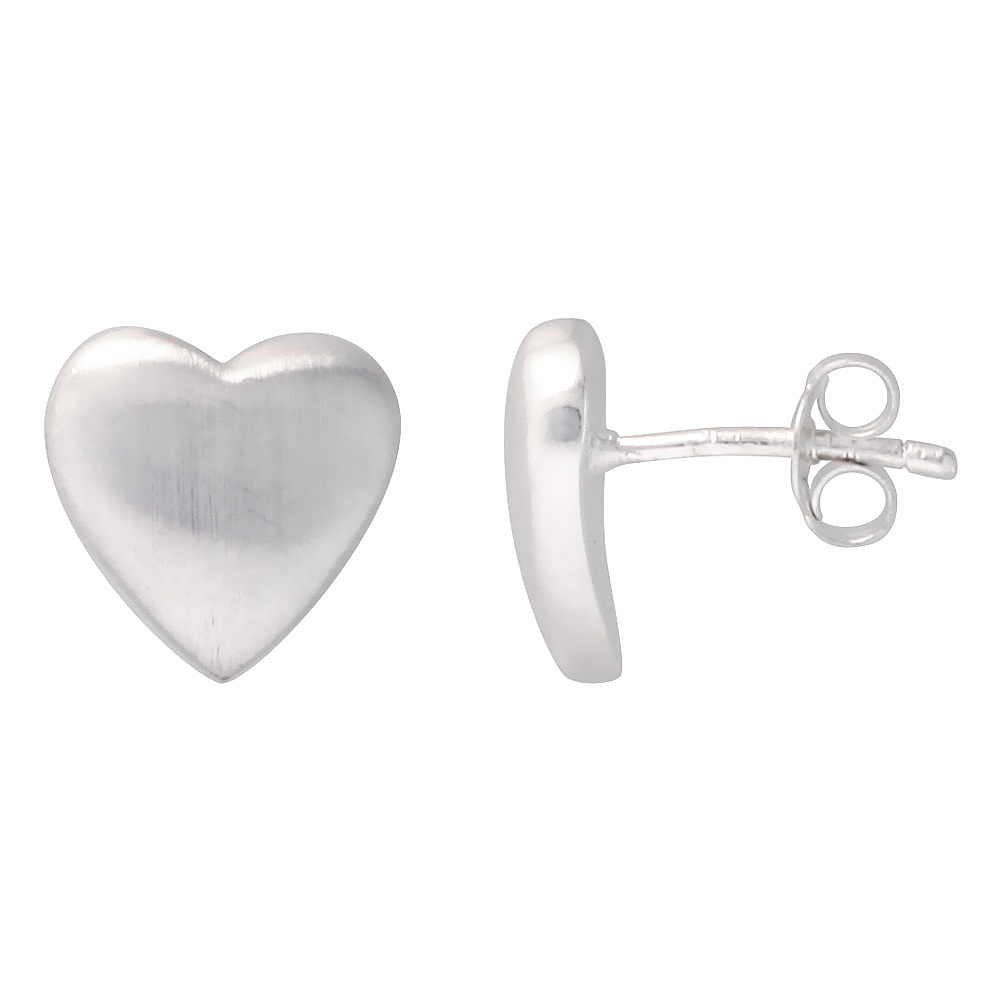 STERLING SILVER 7/16 INCH TALL HEART STUD EARRINGS
