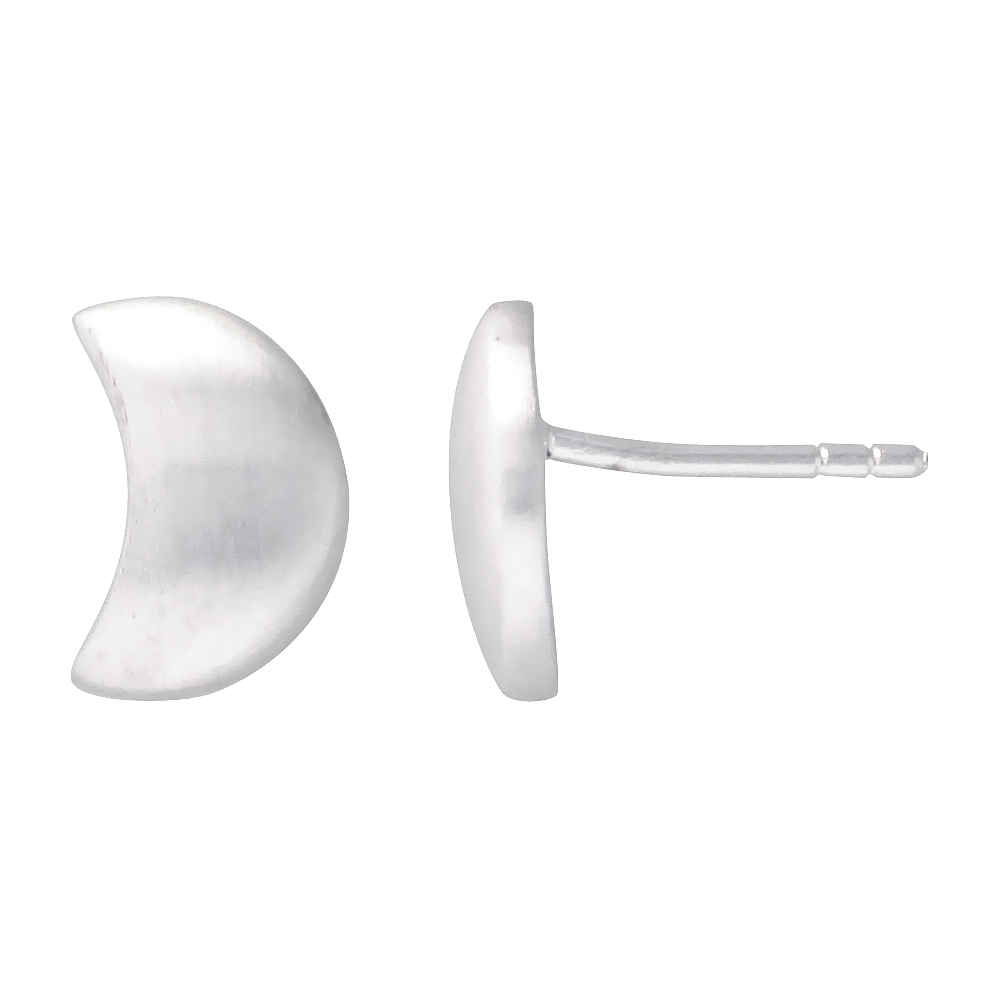 STERLING SILVER 7/16 INCH TALL CRESCENT MOON STUD EARRINGS