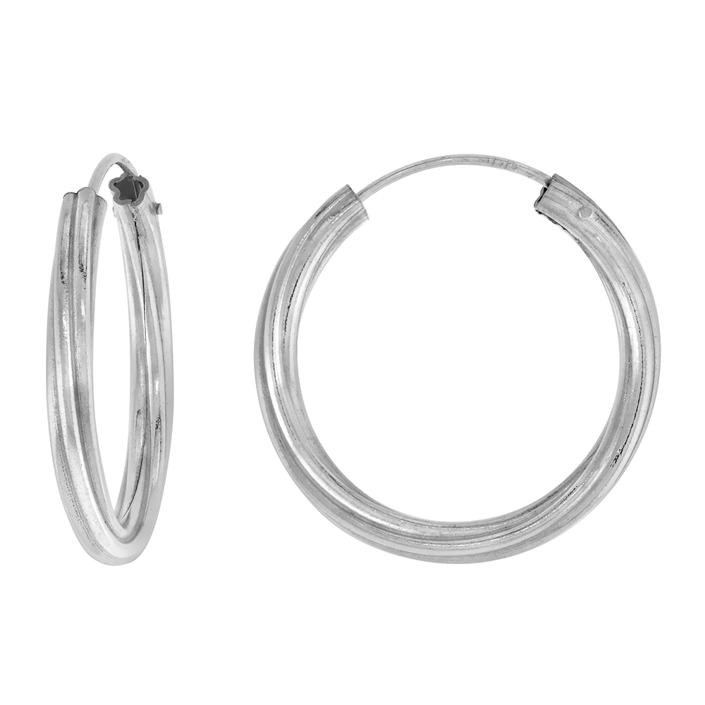 Sterling Silver Twisted Hoop Earrings 25mm Round