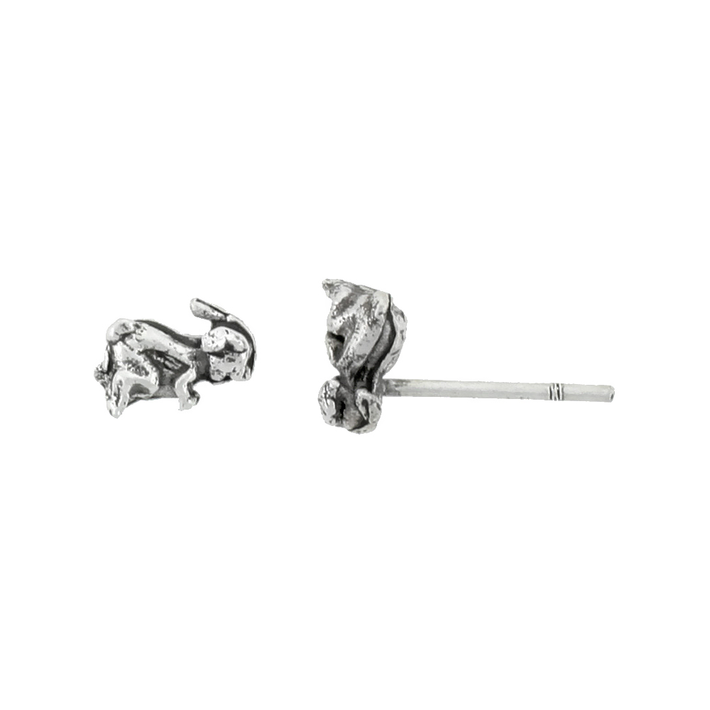 STERLING SILVER TINY RABBIT STUD EARRINGS, 5/16 INCH TALL