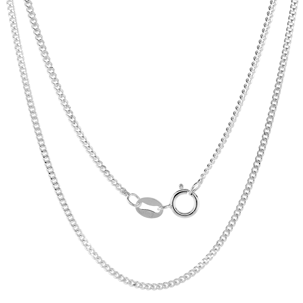 Fine Sterling Silver 1.5mm Curb Link Chain Necklaces and Bracelets for Women Nickel Free Italy 7-30 inch