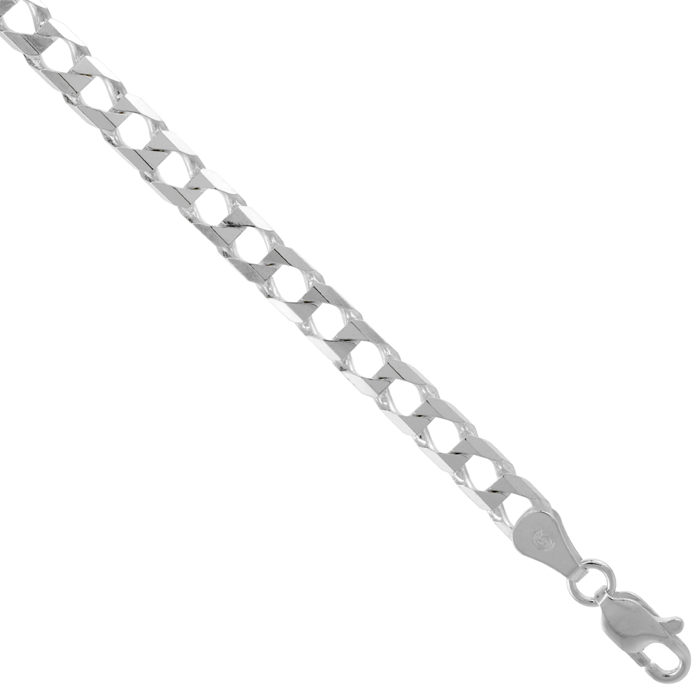 STERLING SILVER SQUARE CUBAN LINK CHAIN NECKLACES & BRACELETS 5MM NICKEL FREE ITALY, 7-30 INCH