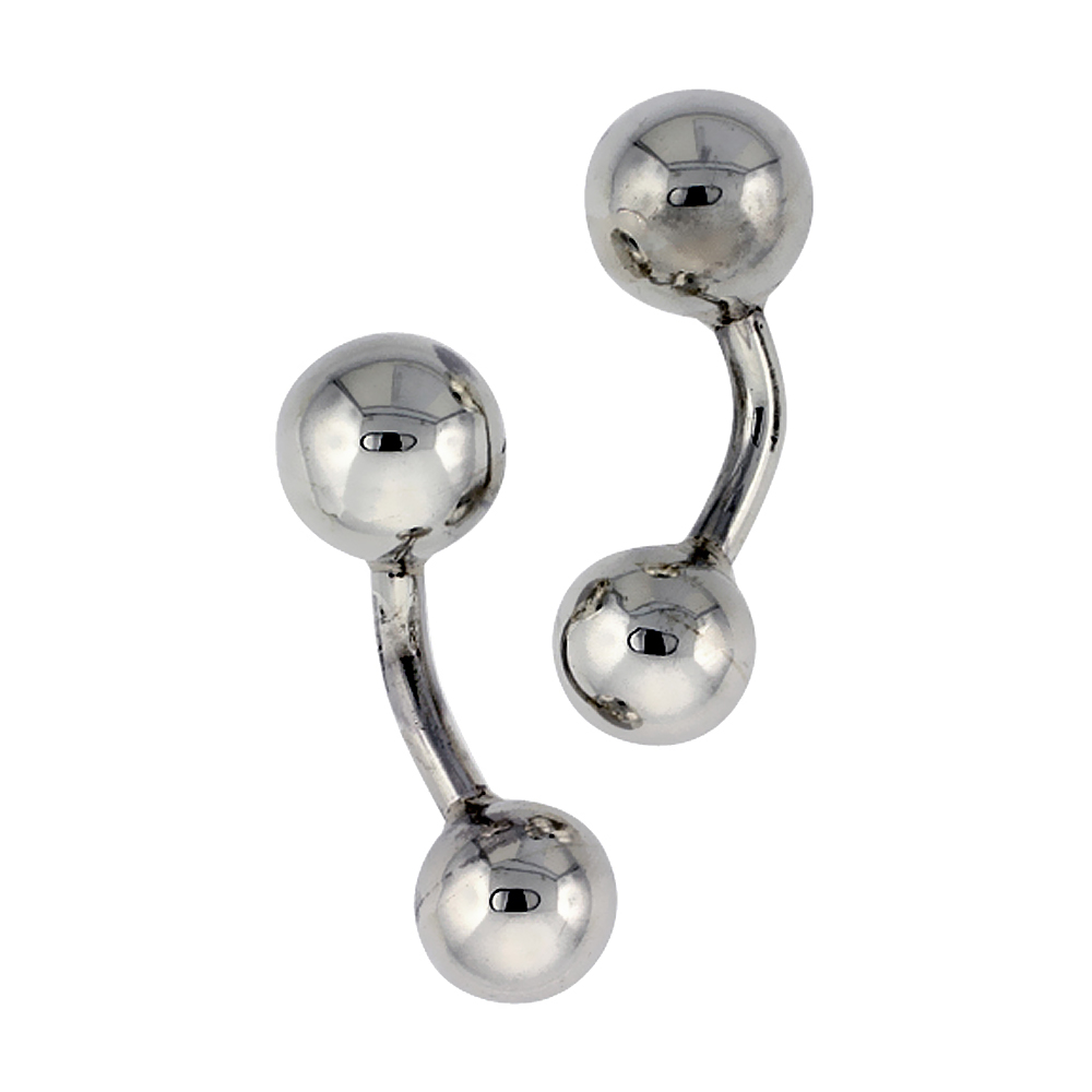 Sterling Silver Ball Cufflinks, 3/8 inch wide