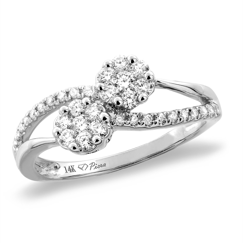 14K White/Yellow Gold 0.45 cttw Genuine Diamond Bypass Engagement Ring, sizes 5 -10