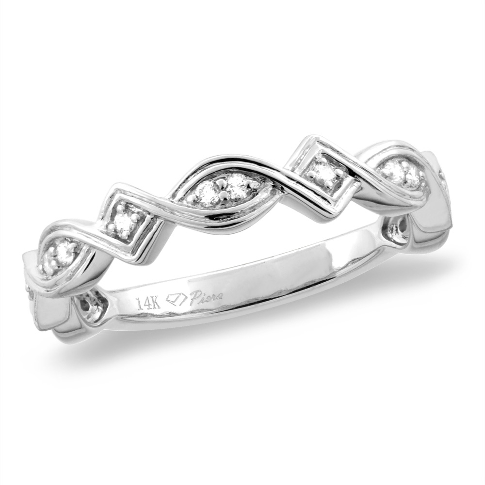 14K White/Yellow Gold 0.14 cttw Genuine Diamond Infinity Knot Wedding Band, sizes 5 - 10