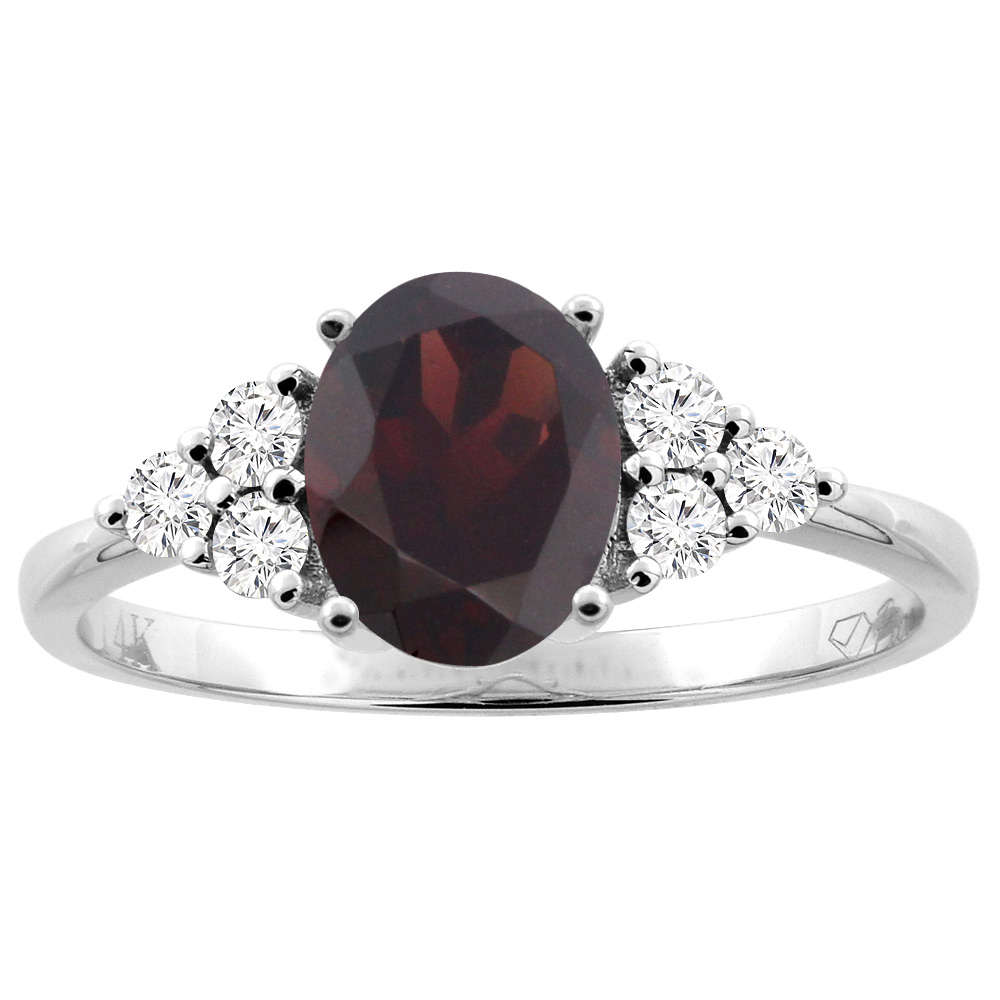 14K Gold Enhanced Ruby Ring Oval 8x6 mm Diamond Accents, sizes 5 - 10
