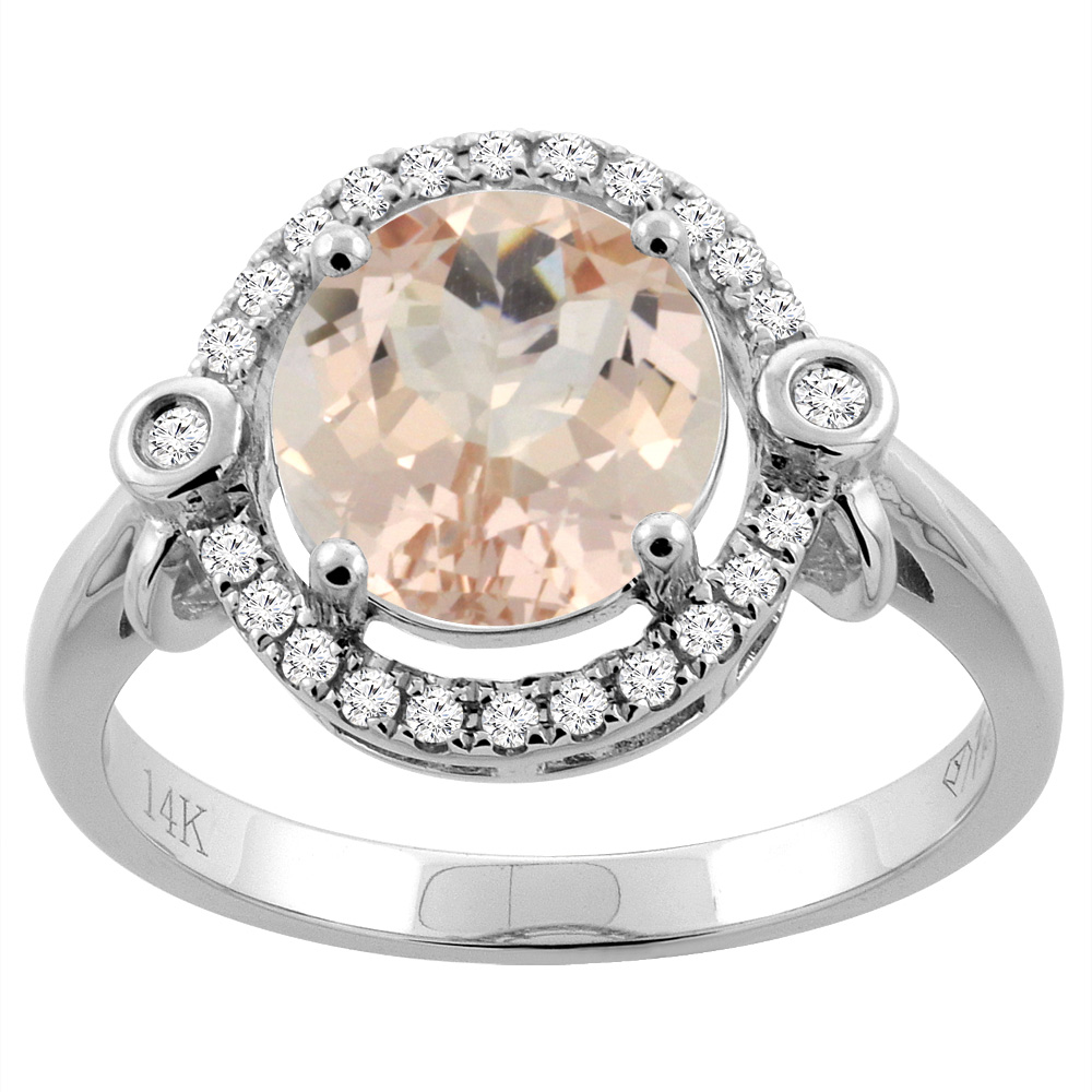 14K Yellow Gold Diamond Natural Morganite Engagement Ring Oval 10x8mm, sizes 5-10