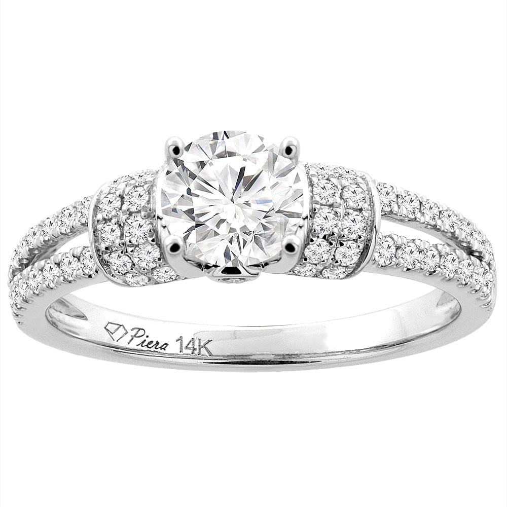 14K White Gold Natural Diamond Engagement Ring Round 1.11 cttw, sizes 5 - 10