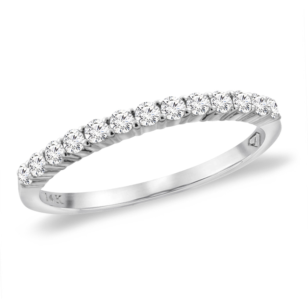 14K White Gold Genuine Diamond Half Eternity Wedding Band 0.27 cttw., sizes 5 -10