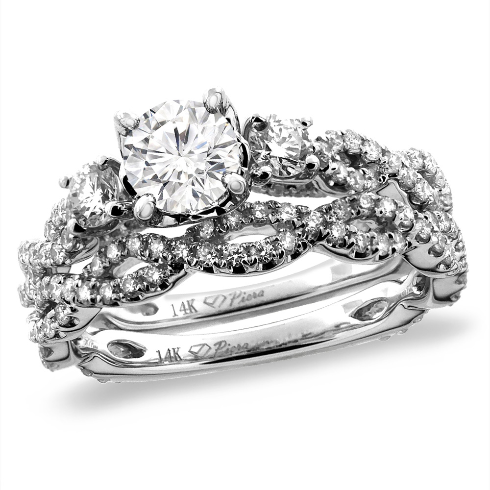 14K White/Yellow Gold 1.71 cttw Genuine Diamond 2pc Infinity Engagement Ring Set, sizes 5-10